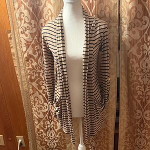 Striped Tan and Navy Women's Sweater